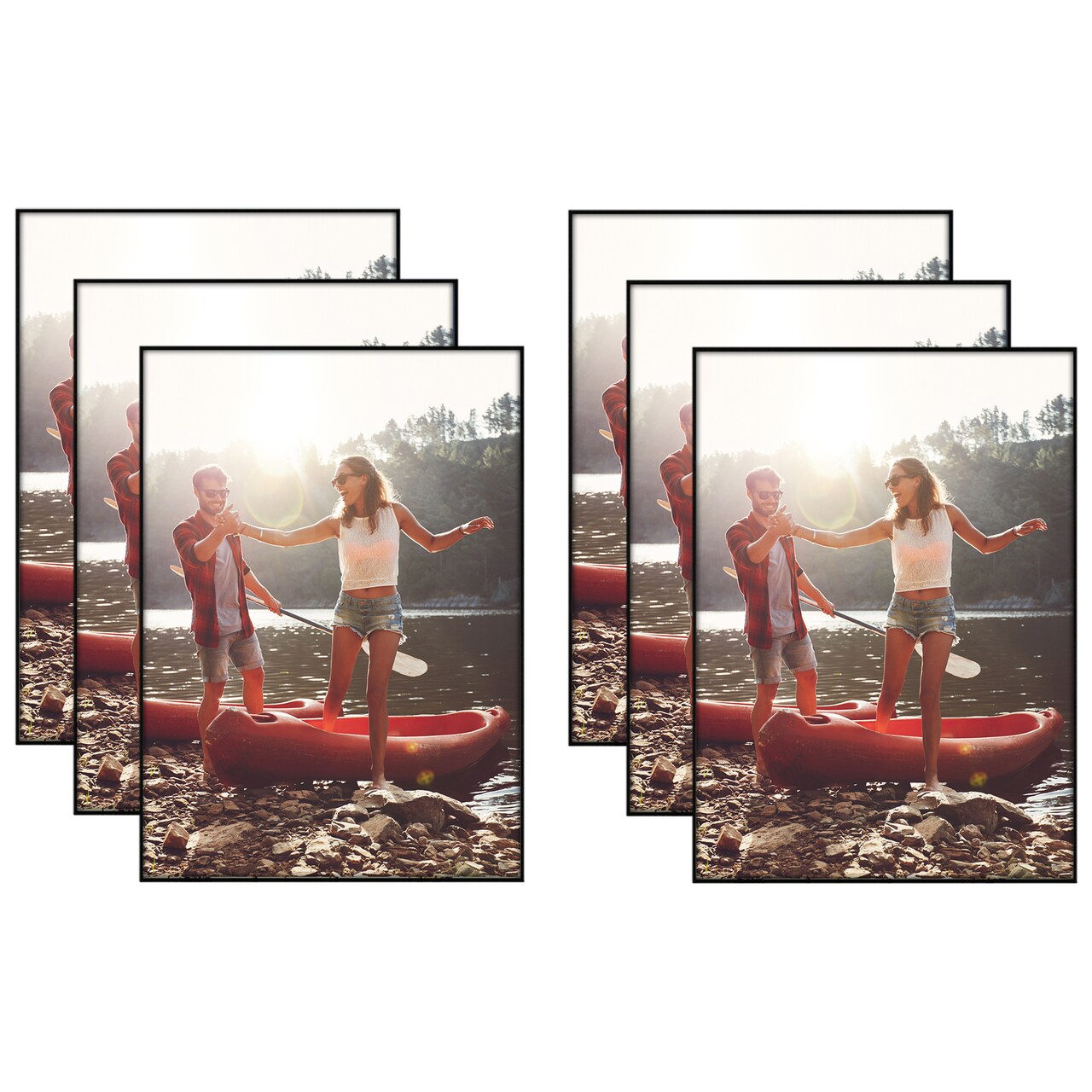 Americanflat Front Loading Picture Frame Set - Set of 6- Multi Picture Frames - Perfect for Photos and Wall Decor - Shatter Resistant Glass - Hanging Hardware with Snap-Out Easel
